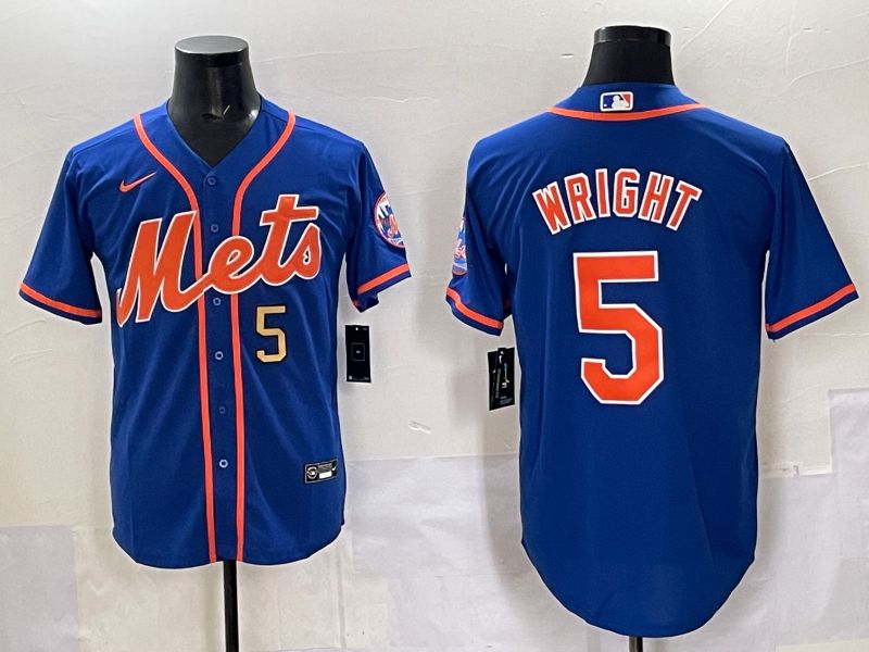 Men 2025 New York Mets #5 Wright Blue Game Nike MLB Jersey style 04->new york mets->MLB Jersey